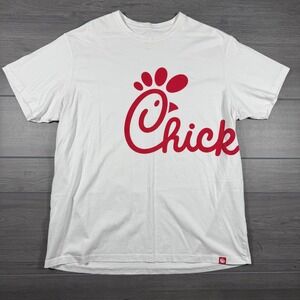Chick-fil-A Authentic Originals Mens XL White Wrap Around Logo Graphic T-Shirt